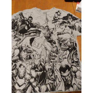 Marvel Characters  All Over Print Shirt Gray XL